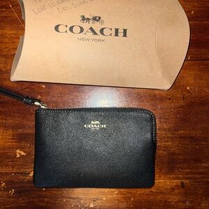 Coach Black Leather Wristlet